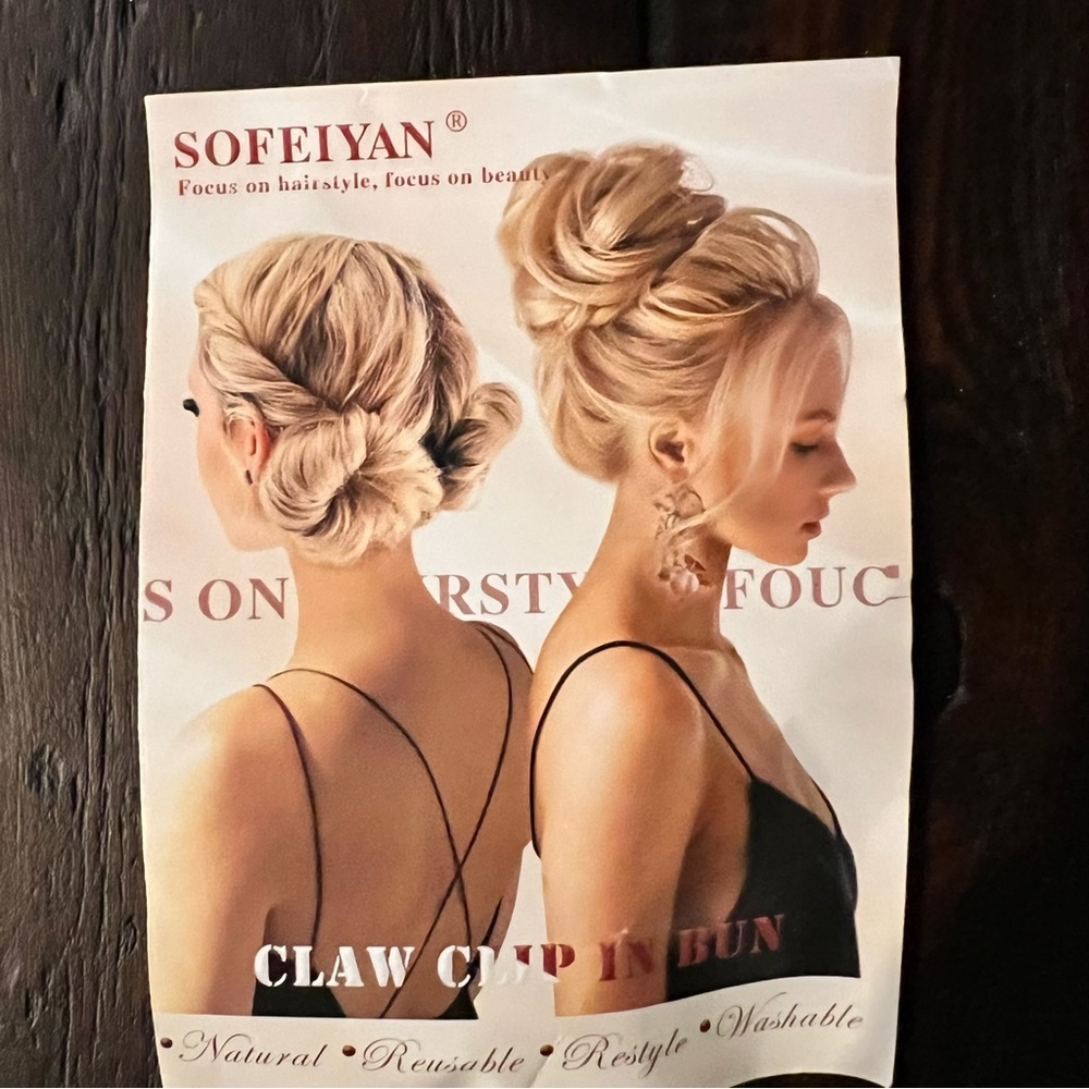 Claw Clip Messy Bun Mixed Platinum Blonde Synthetic